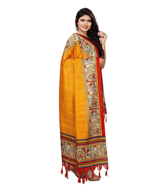 Mustard, Red, Biege Color Bhagalpuri Dupatta only in Bigswipe