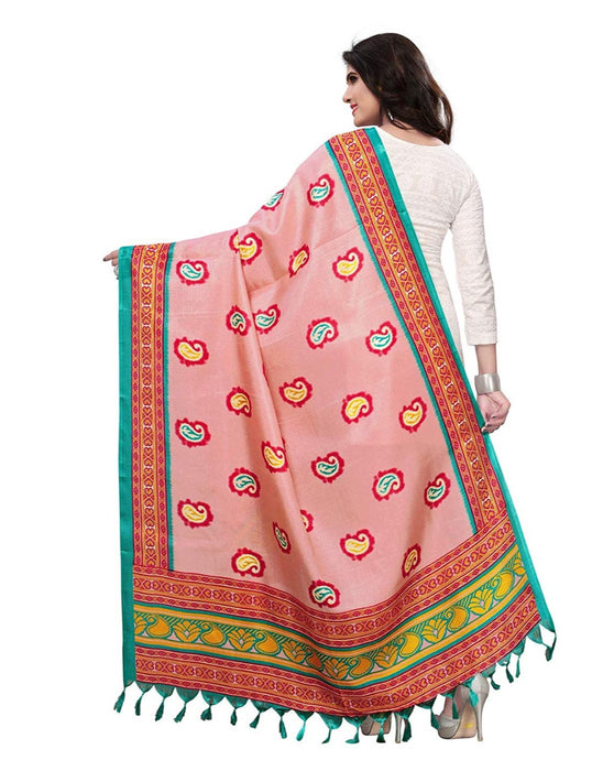 Pink, Turquoise, Multi Color Bhagalpuri Dupatta only in Bigswipe