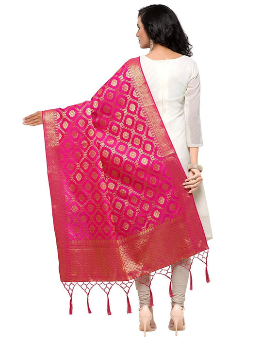 Pink Color Poly Silk Dupatta only in Bigswipe