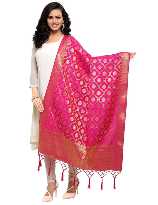 Pink Color Poly Silk Dupatta only in Bigswipe