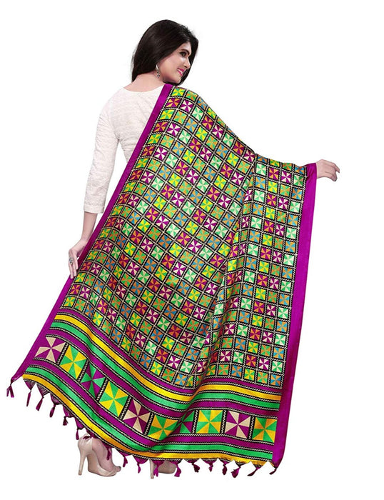 Magenta, Multi Color Bhagalpuri Dupatta only in Bigswipe