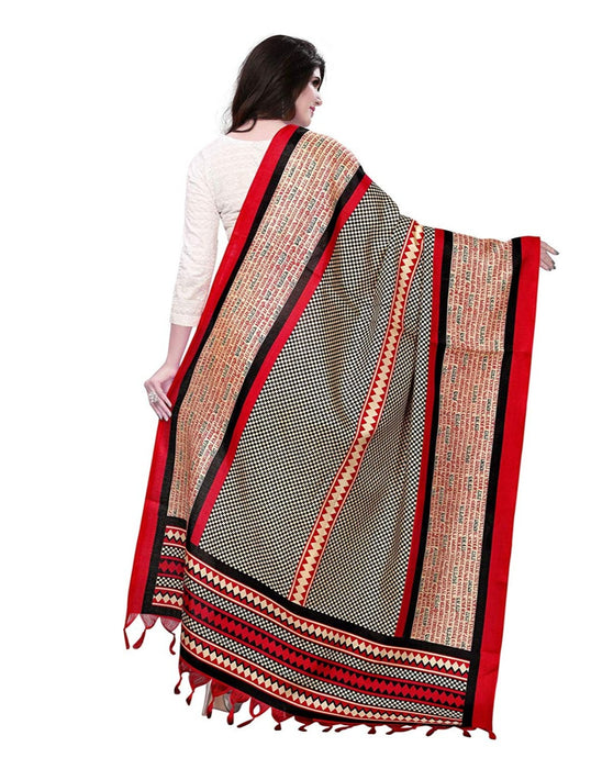 Black, Red Color Bhagalpuri Dupatta only in Bigswipe