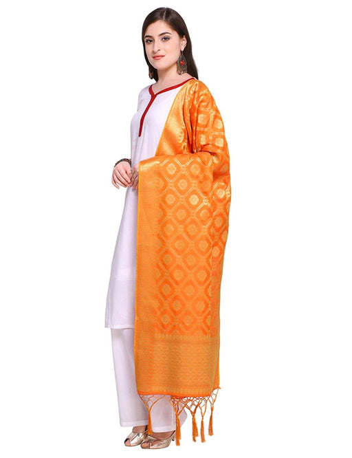 Orange Color Poly Silk Dupatta only in Bigswipe