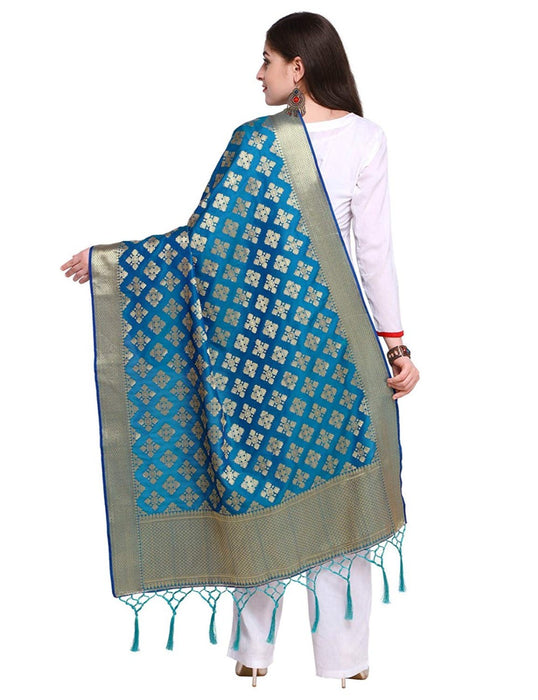 Turquoise Color Poly Silk Dupatta