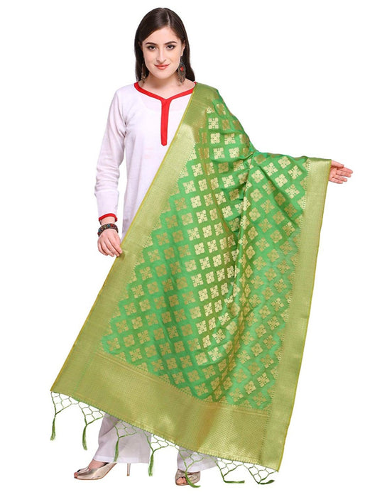 Green Color Poly Silk Dupatta only in Bigswipe