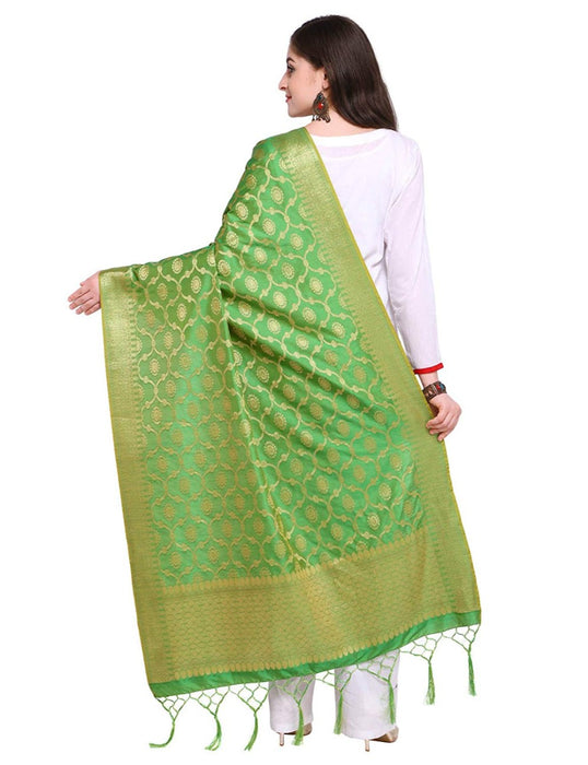 Green Color Poly Silk Dupatta only in Bigswipe