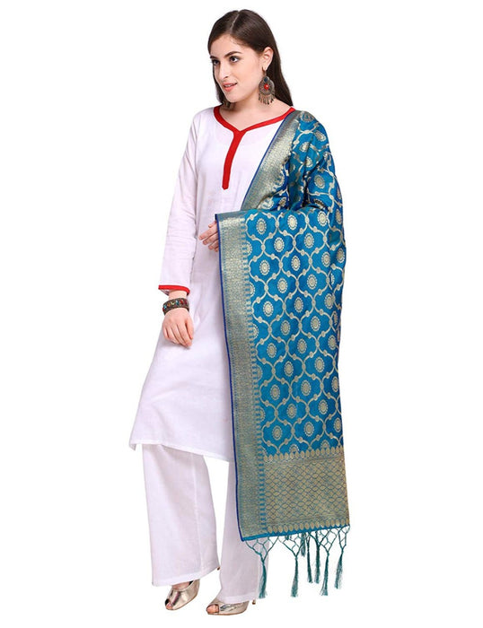 Turquoise Color Poly Silk Dupatta