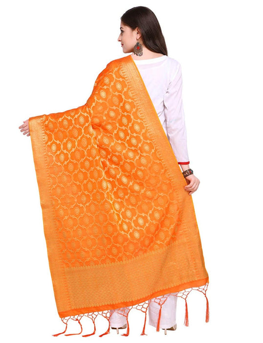 Orange Color Poly Silk Dupatta only in Bigswipe