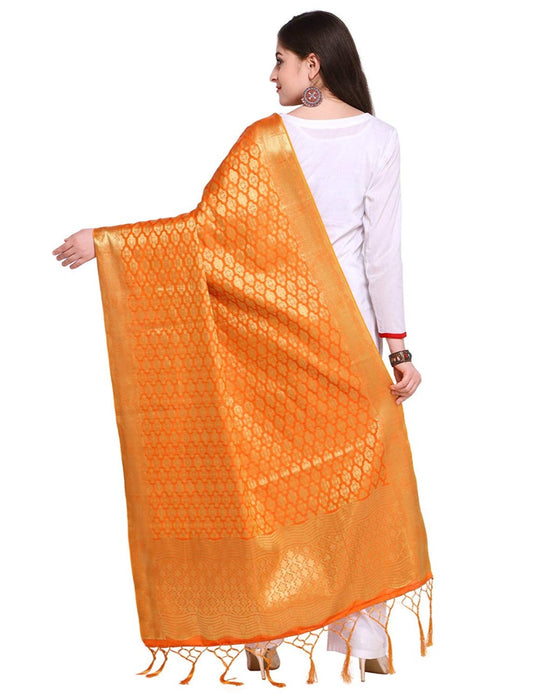 Orange Color Poly Silk Dupatta only in Bigswipe