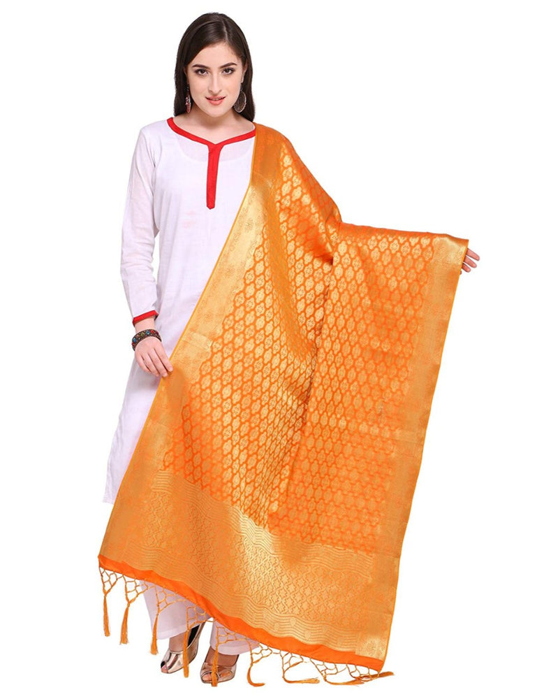 Orange Color Poly Silk Dupatta only in Bigswipe