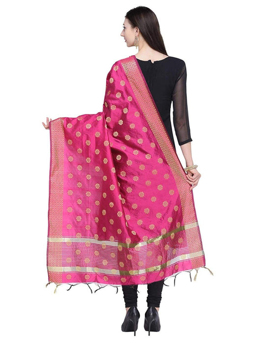 Pink Color Poly Silk Dupatta only in Bigswipe