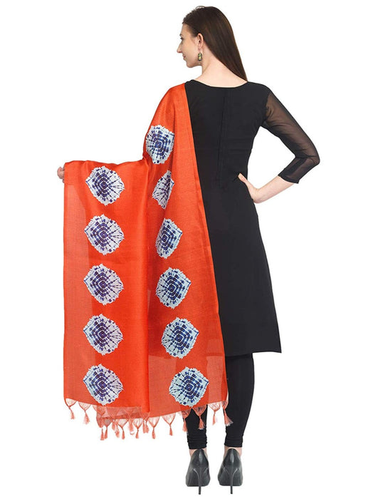 Orange, Purple Color Bhagalpuri Silk Dupatta only in Bigswipe