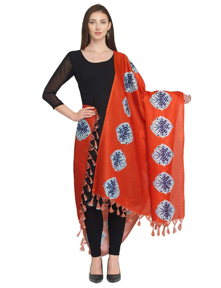 Orange, Purple Color Bhagalpuri Silk Dupatta only in Bigswipe