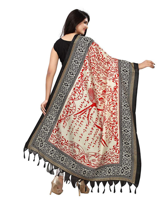 White, Red, Black Color Bhagalpuri Dupatta