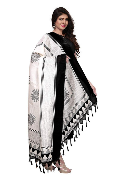 Black, White Color Bhagalpuri Dupatta only in Bigswipe