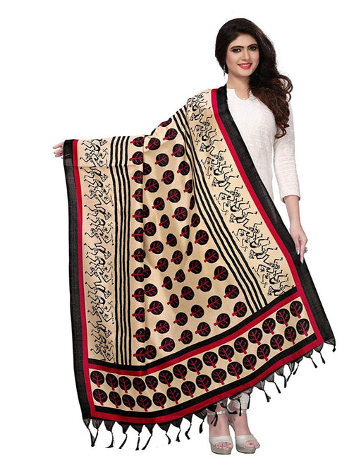 Biege, Black, Red Color Bhagalpuri Dupatta only in Bigswipe