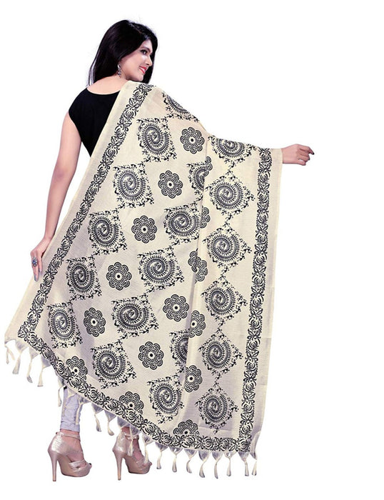 Biege, Black Color Bhagalpuri Dupatta only in Bigswipe