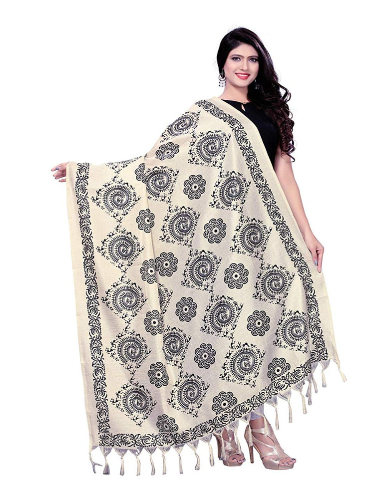 Biege, Black Color Bhagalpuri Dupatta only in Bigswipe