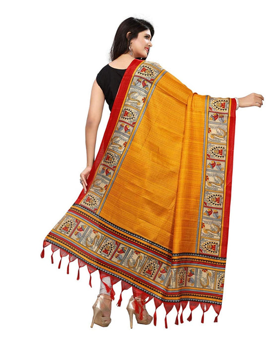 Mustard, Red, Biege Color Bhagalpuri Dupatta only in Bigswipe