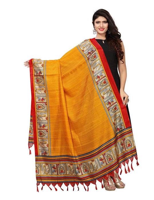 Mustard, Red, Biege Color Bhagalpuri Dupatta only in Bigswipe