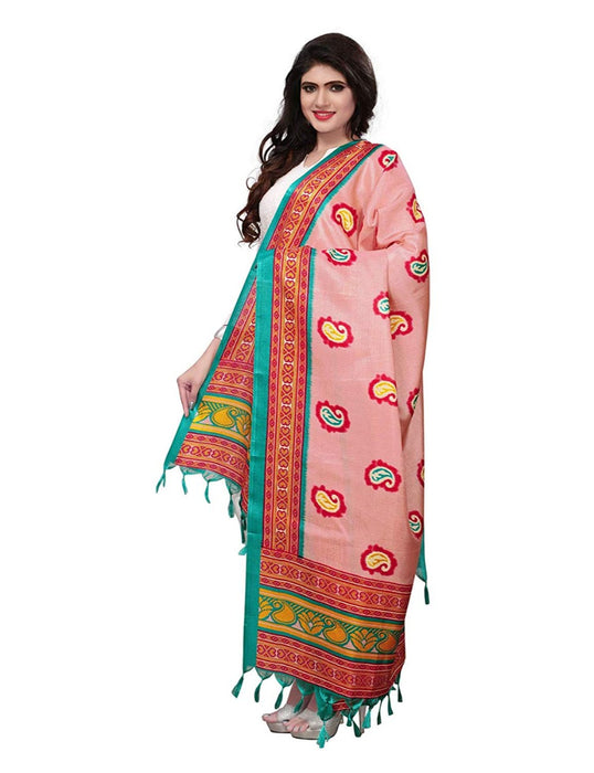 Pink, Turquoise, Multi Color Bhagalpuri Dupatta only in Bigswipe