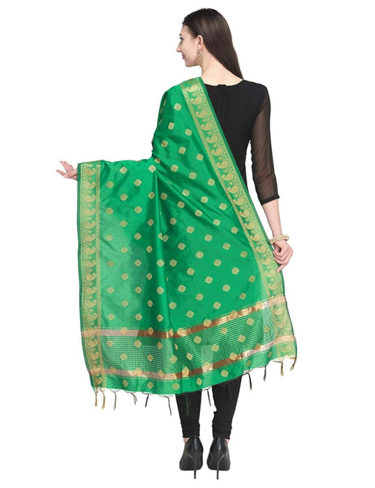 Green Color Poly Silk Dupatta only in Bigswipe