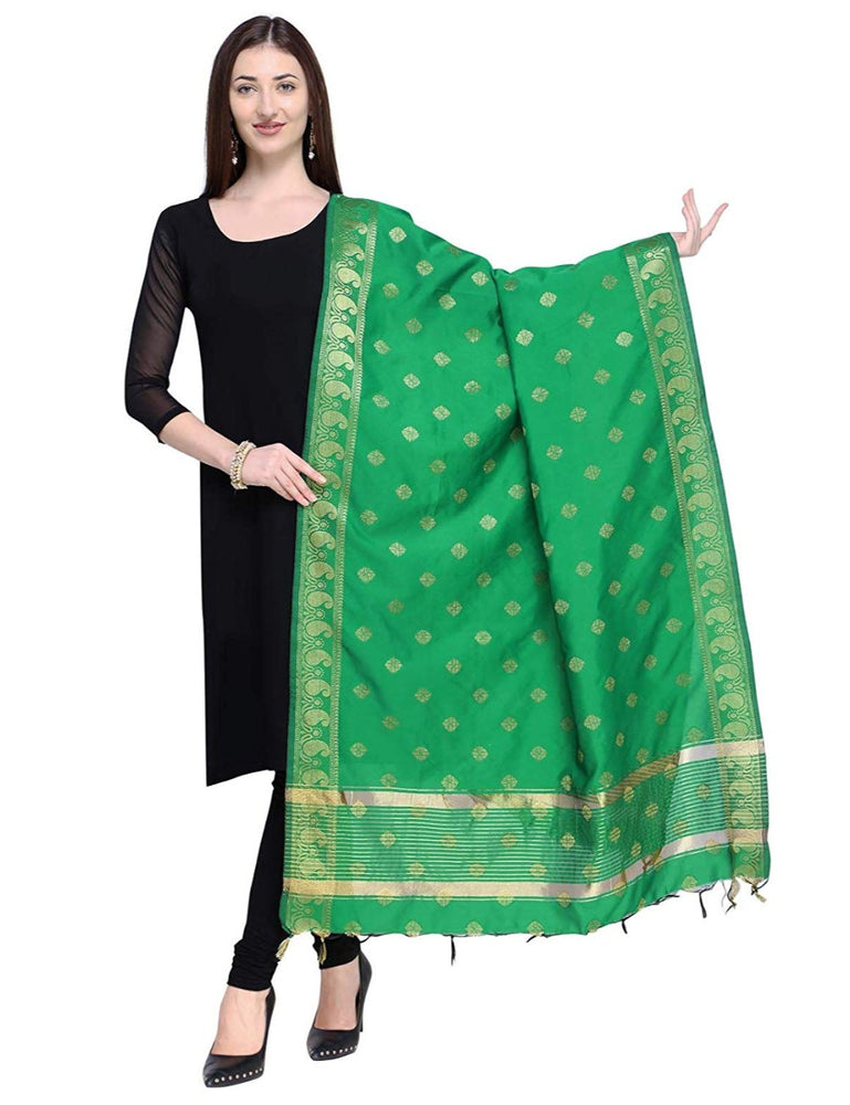 Green Color Poly Silk Dupatta only in Bigswipe