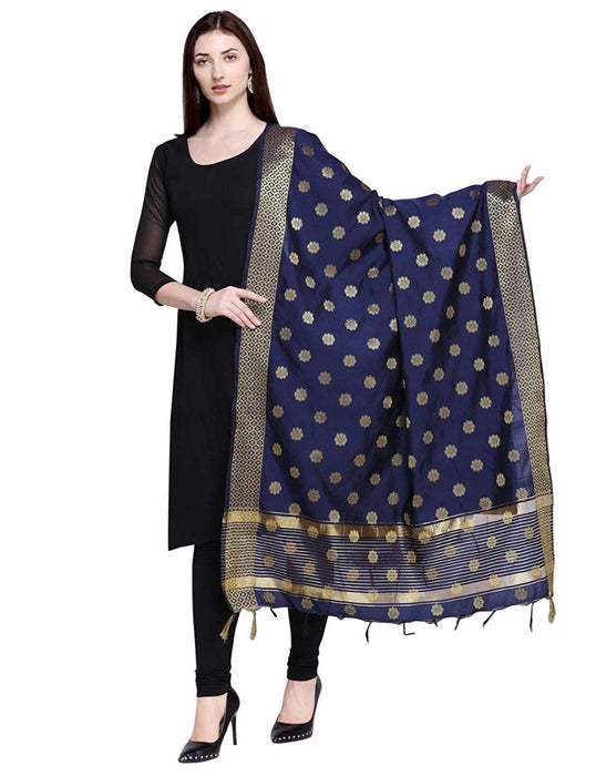 Navy Blue Color Poly Silk Dupatta only in Bigswipe