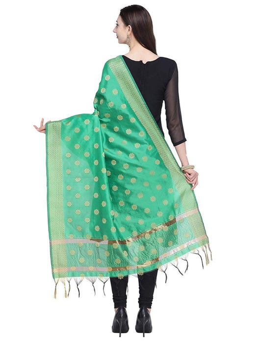 Green Color Poly Silk Dupatta only in Bigswipe