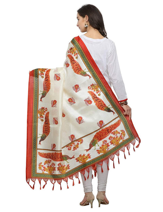 Cream, Brown Color Bhagalpuri Dupatta only in Bigswipe