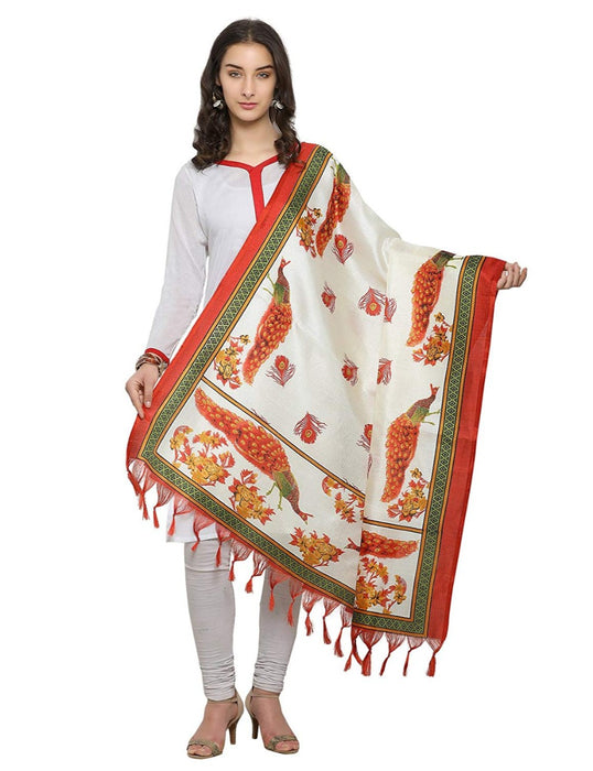 Cream, Brown Color Bhagalpuri Dupatta only in Bigswipe