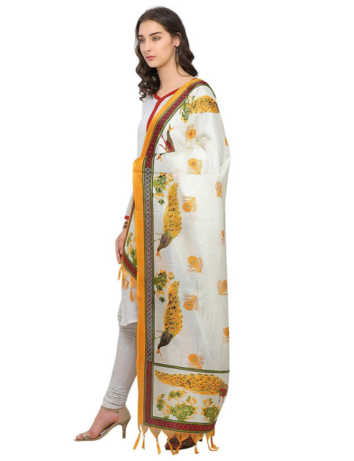 Cream, Yellow Color Bhagalpuri Dupatta only in Bigswipe