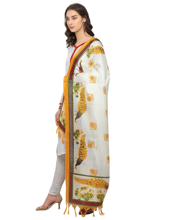 Cream, Yellow Color Bhagalpuri Dupatta only in Bigswipe