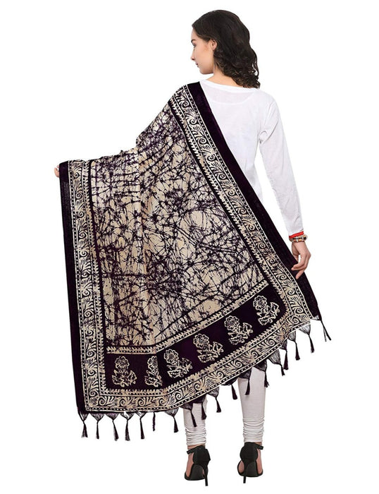 Cream, Black Color Bhagalpuri Dupatta only in Bigswipe