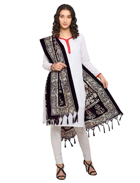 Cream, Black Color Bhagalpuri Dupatta only in Bigswipe