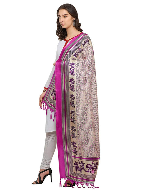 Cream, Pink Color Bhagalpuri Dupatta only in Bigswipe