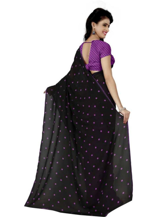 Printed Faux Georgette Purple Color Saree only in Bigswipe
