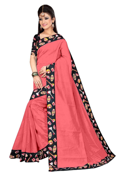 Pink Color Printed Chanderi Silk Saree With Blouse only in Bigswipe