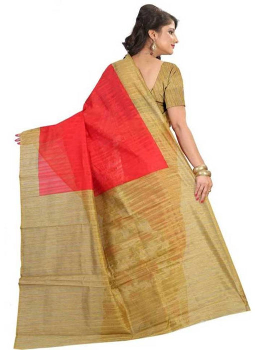 Pink And Gold Color Printed Bhagalpuri Silk Saree With Blouse only in Bigswipe