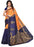 Oranage And Blue Color Printed Bhagalpuri Silk Saree With Blouse only in Bigswipe