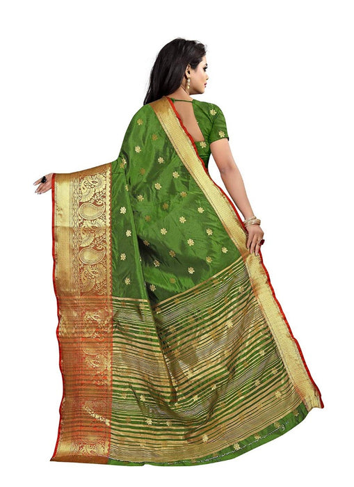 Green Color Weaving Cotton Silk Saree With Blouse only in Bigswipe