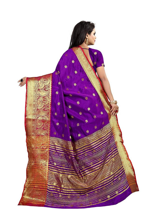 Purple Color Weaving Cotton Silk Saree With Blouse