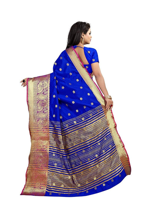 Blue Color Weaving Cotton Silk Saree With Blouse only in Bigswipe