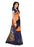 Blue and orange Color Printed Bhagalpuri Silk Saree With Blouse only in Bigswipe