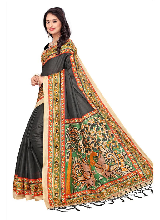 Multi Color Printed Khadi Silk Jhalor Saree With Blouse only in Bigswipe