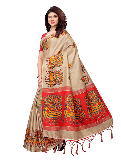 Beige, Maroon Color Art Silk Saree only in Bigswipe