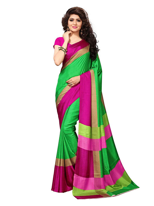 Green, Pink Color Art Silk (Vichitra Silk) Saree only in Bigswipe