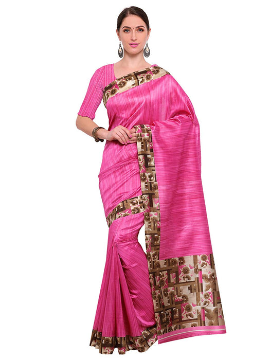 Pink Color Poly Silk Saree only in Bigswipe