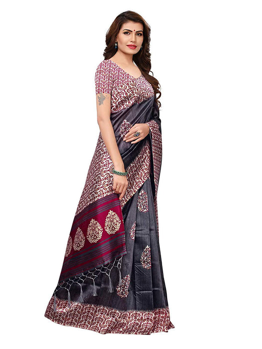 Grey, Pink, Multi Color Poly Silk Saree only in Bigswipe