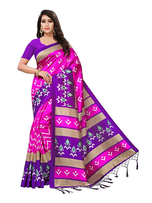 Pink, Purple Color Poly Silk Saree only in Bigswipe